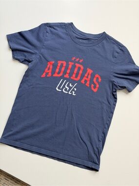 adidas Navy Blue Tee with Red & White Graphic